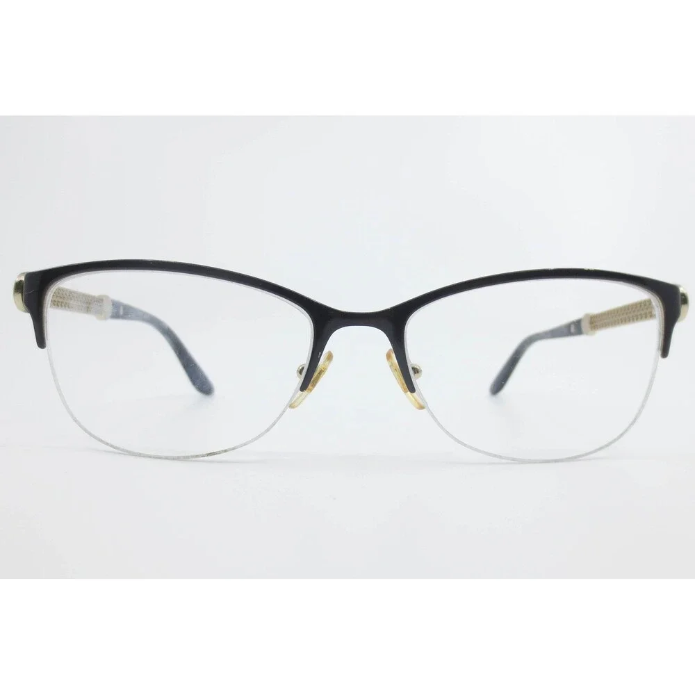 Versace Black Gold Medusa Chain Temple Cat Eye Eyeglasses Frames 53-17-140 Italy